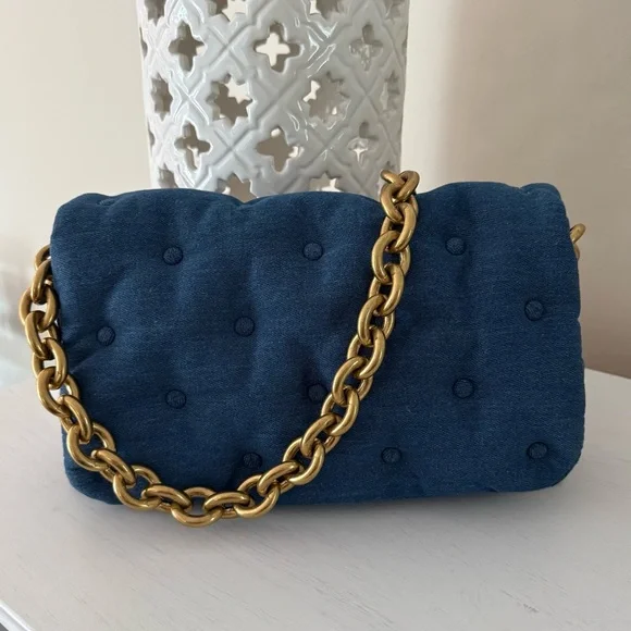 Zara Viral Puffy Denim Chain Bag - Picture 10 of 16